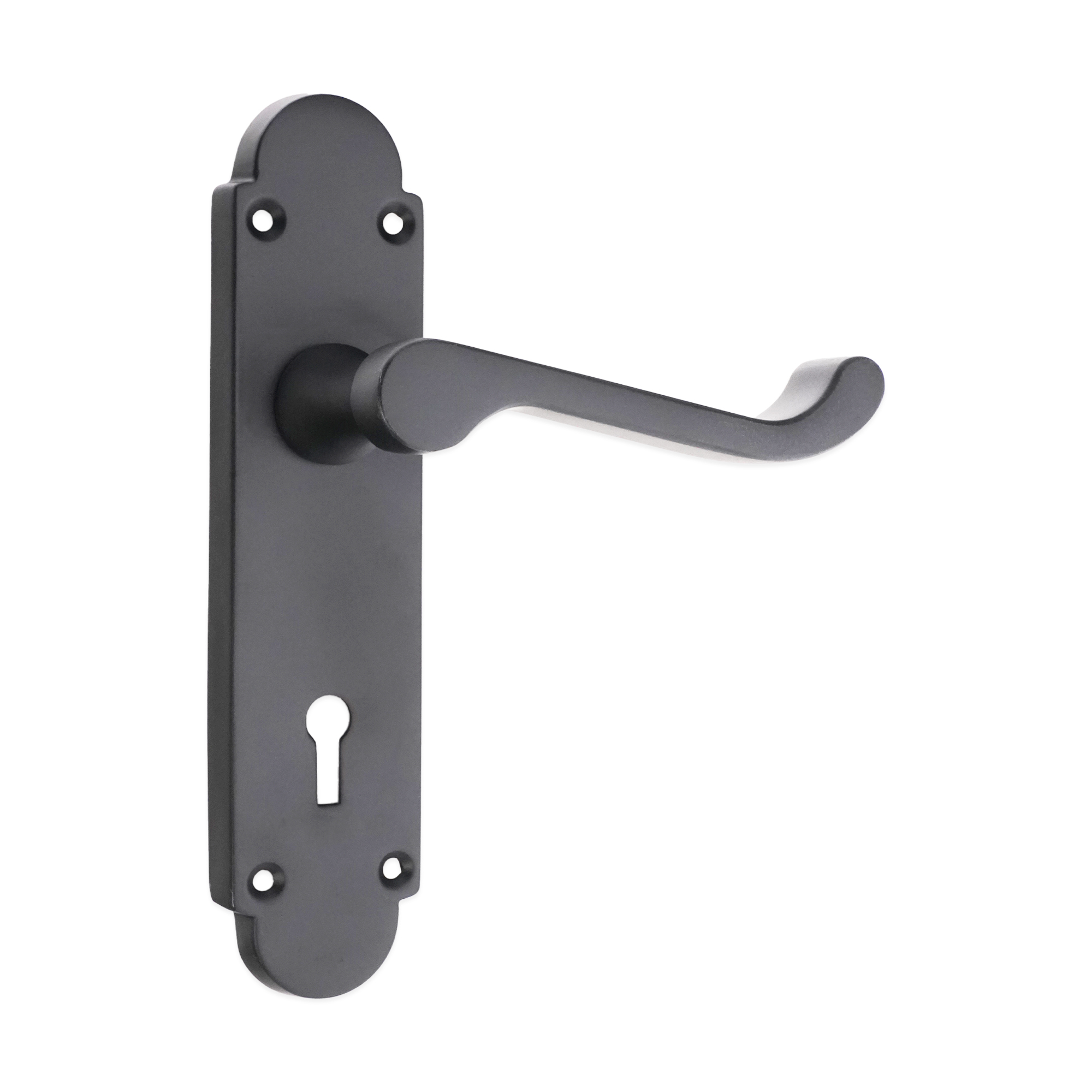 SB1401BLK_1.jpg Spira Brass Matt Black Oakley Lock Lever Handle Door Handle Set - Image 1