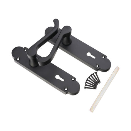 Spira Brass Matt Black Oakley Lock Lever Handle Door Handle Set - Image 4