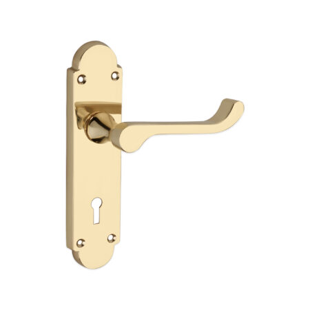 Polished Brass Oakley Lock Lever Handle Door Handle Set