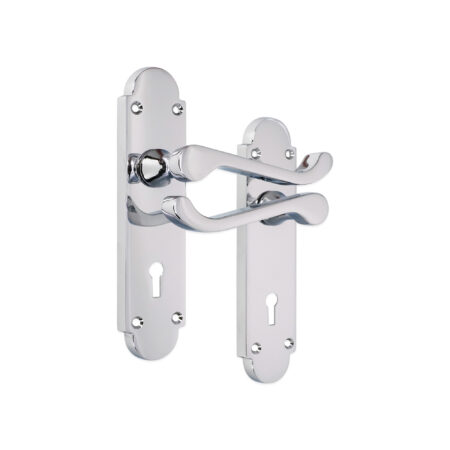 Polished Chrome Oakley Lock Lever Handle Door Handle Set - Image 2