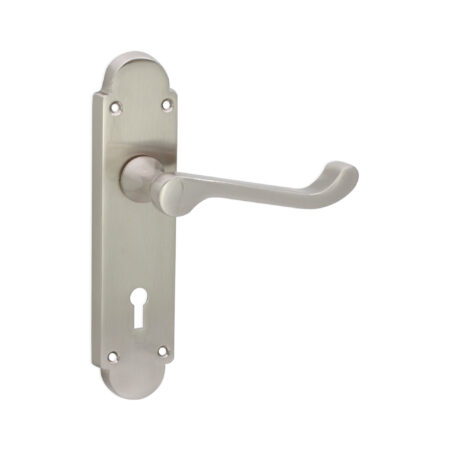 Satin Nickel Oakley Lock Lever Handle Door Handle Set