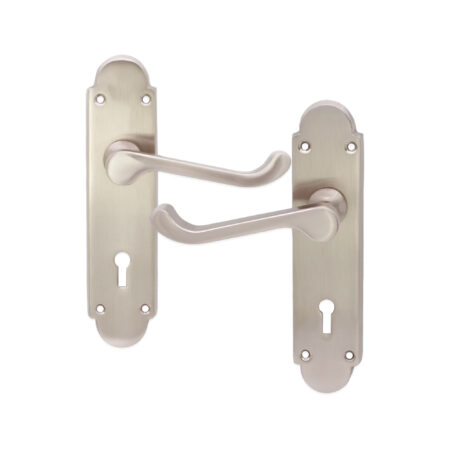 Satin Nickel Oakley Lock Lever Handle Door Handle Set - Image 2