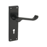 Matt Black Victorian Scroll Lock Lever Handle 150mm Door Handle Set