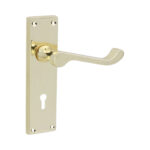 Polished Brass Victorian Scroll Lock Lever Handle 150mm Door Handle Set