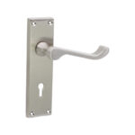Satin Nickel Victorian Scroll Lock Lever Handle 150mm Door Handle Set