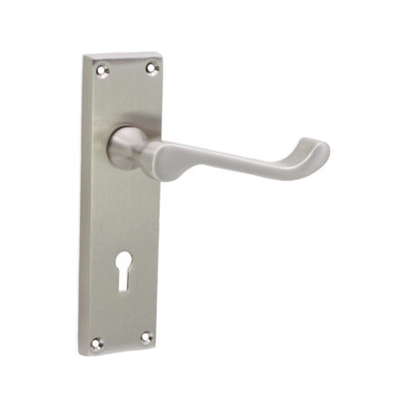 Satin Nickel Victorian Scroll Lock Lever Handle 150mm Door Handle Set