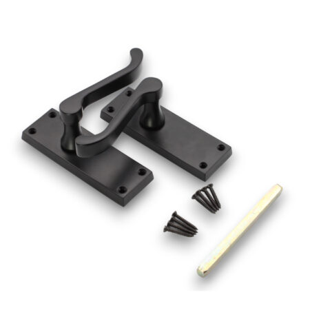 Matt Black Victorian Scroll Latch Lever Handle 115mm Door Handle Set - Image 4
