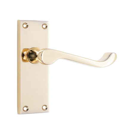 Polished Brass Victorian Scroll Latch Lever Handle 115mm Door Handle Set