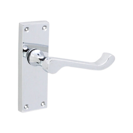 Polished Chrome Victorian Scroll Latch Lever Handle 115mm Door Handle Set