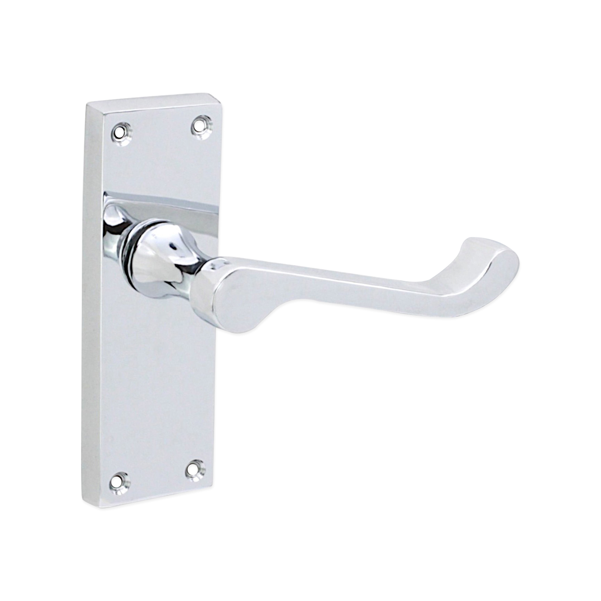 SB1403PC_1.jpg Polished Chrome Victorian Scroll Latch Lever Handle 115mm Door Handle Set - Image 1