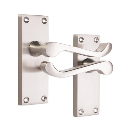 Satin Nickel Victorian Scroll Latch Lever Handle 115mm Door Handle Set - Image 2