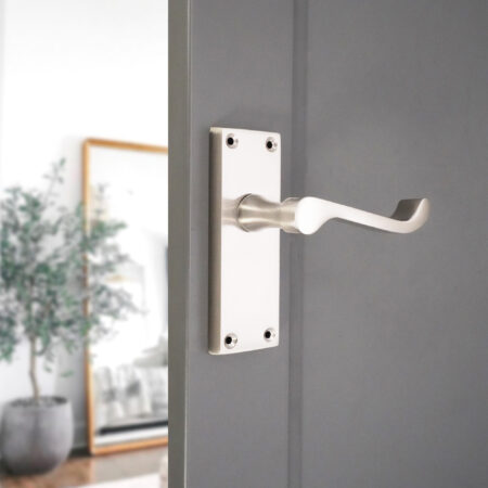 Satin Nickel Victorian Scroll Latch Lever Handle 115mm Door Handle Set - Image 3