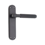 Matt Black Connaught Knurled Lever on Backplate Latch Door Handle Set