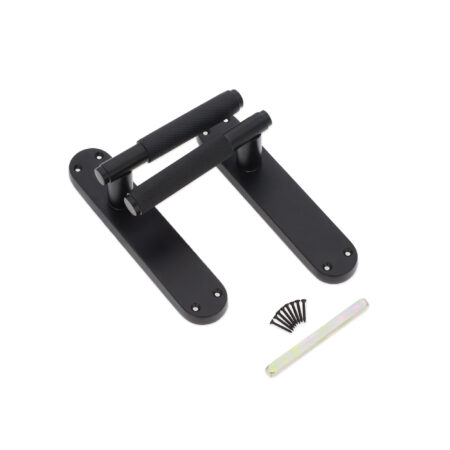 Matt Black Connaught Knurled Lever on Backplate Latch Door Handle Set - Image 4
