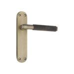 Brass Connaught Knurled Lever on Backplate Latch Matt Antique Door Handle Set