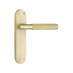 Satin Brass Connaught Knurled Lever on Backplate Latch Door Handle Set