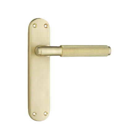 Spira Brass Satin Brass Connaught Knurled Lever on Backplate Latch Door Handle Set