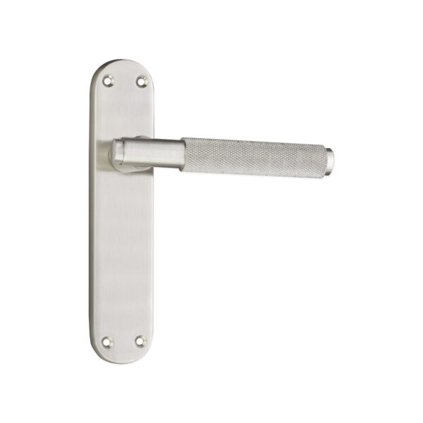 Connaught Knurled Lever on Backplate Latch Satin Nickel