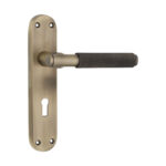 Spira Brass Brass Connaught Knurled Lever on Backplate Lock Matt Antique Door Handle Set