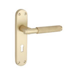 Spira Brass Satin Brass Connaught Knurled Lever on Backplate Lock Door Handle Set