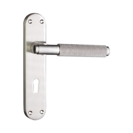 Connaught Knurled Lever on Backplate Lock Satin Nickel