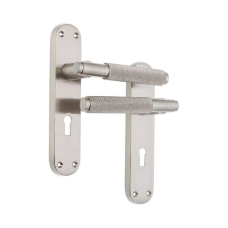 Connaught Knurled Lever on Backplate Lock Satin Nickel - Image 2