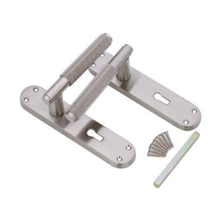 Connaught Knurled Lever on Backplate Lock Satin Nickel - Image 4