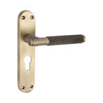 Spira Brass Brass Connaught Knurled Lever on Backplate Euro Matt Antique Door Handle Set