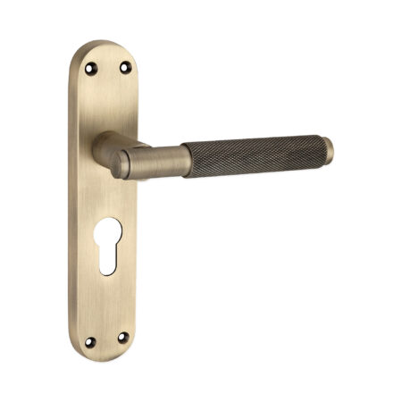 Spira Brass Brass Connaught Knurled Lever on Backplate Euro Matt Antique Door Handle Set