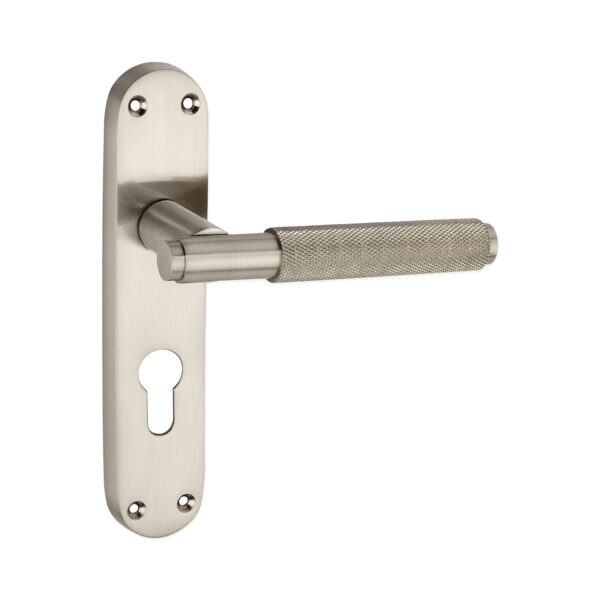 Connaught Knurled Lever on Backplate Euro Satin Nickel