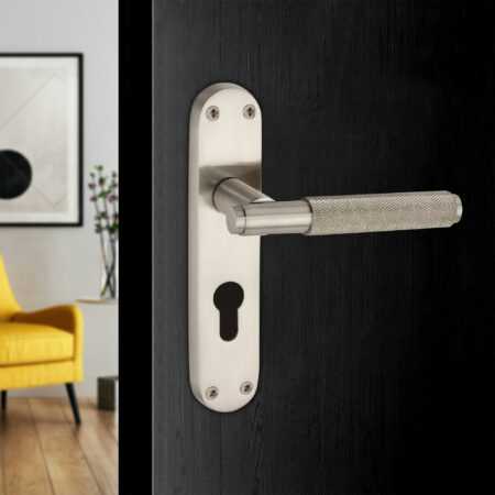 Connaught Knurled Lever on Backplate Euro Satin Nickel - Image 3