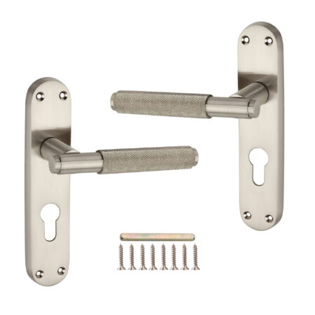 Connaught Knurled Lever on Backplate Euro Satin Nickel - Image 4