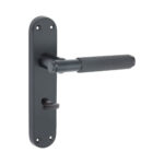 Spira Brass Matt Black Connaught Knurled Lever on Backplate Privacy Door Handle Set