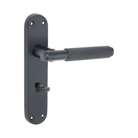 Spira Brass Matt Black Connaught Knurled Lever on Backplate Privacy Door Handle Set
