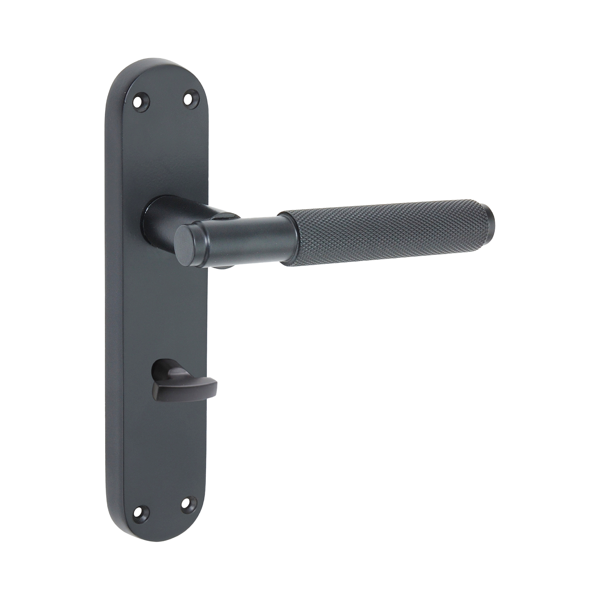 SB1407BLK_1.jpg Spira Brass Matt Black Connaught Knurled Lever on Backplate Privacy Door Handle Set - Image 1