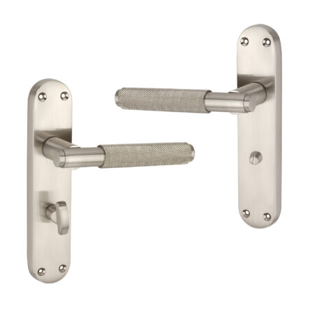 Connaught Knurled Lever on Backplate Privacy Satin Nickel - Image 2