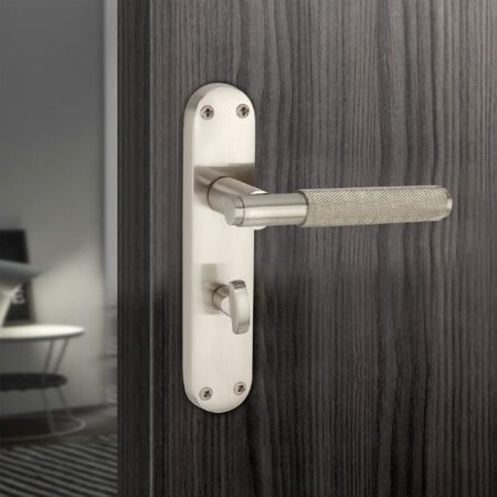 Connaught Knurled Lever on Backplate Privacy Satin Nickel - Image 3