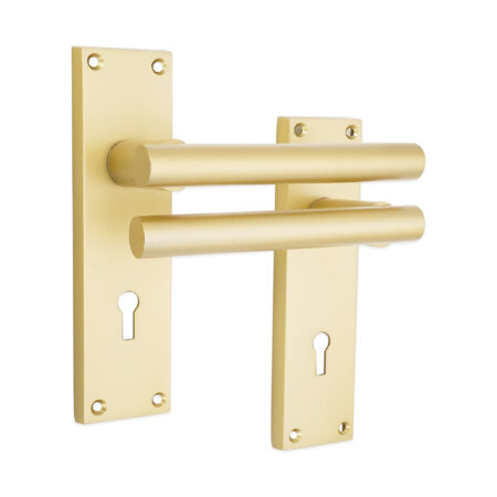 Jura Lever on Backplate Lock Satin Brass