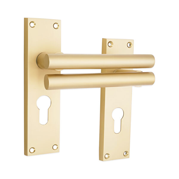 Jura Lever on Backplate Euro Satin Brass