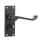 Matt Black Victorian Scroll Privacy Lever Handle 115mm Door Handle Set