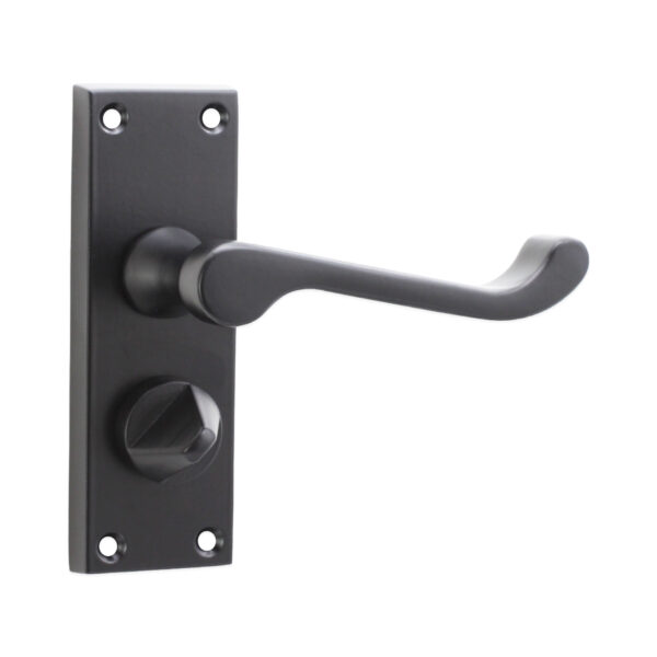 Matt Black Victorian Scroll Privacy Lever Handle 115mm Door Handle Set