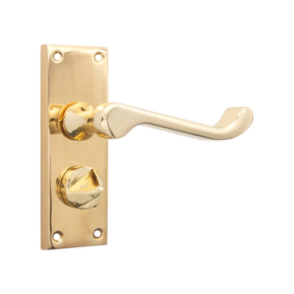 Polished Brass Victorian Scroll Privacy Lever Handle 115mm Door Handle Set