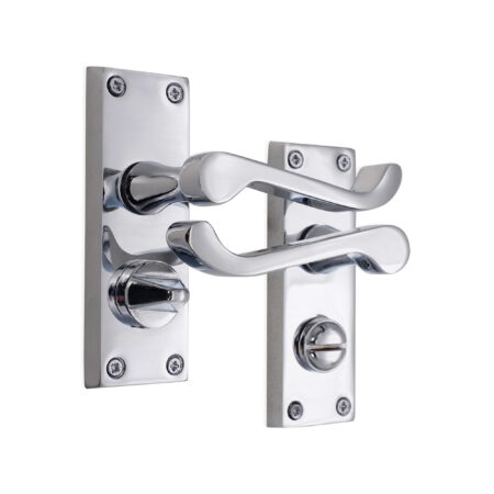 Polished Chrome Victorian Scroll Privacy Lever Handle 115mm Door Handle Set - Image 2