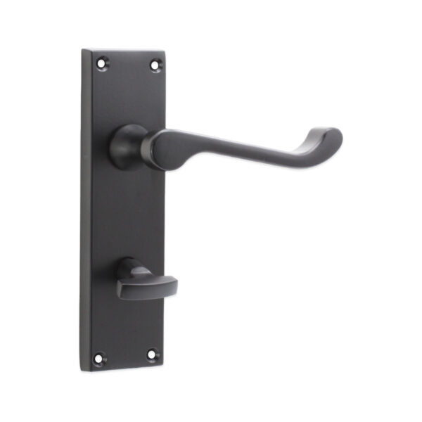 Spira Brass Matt Black Victorian Scroll Privacy Lever Handle 150mm Door Handle Set