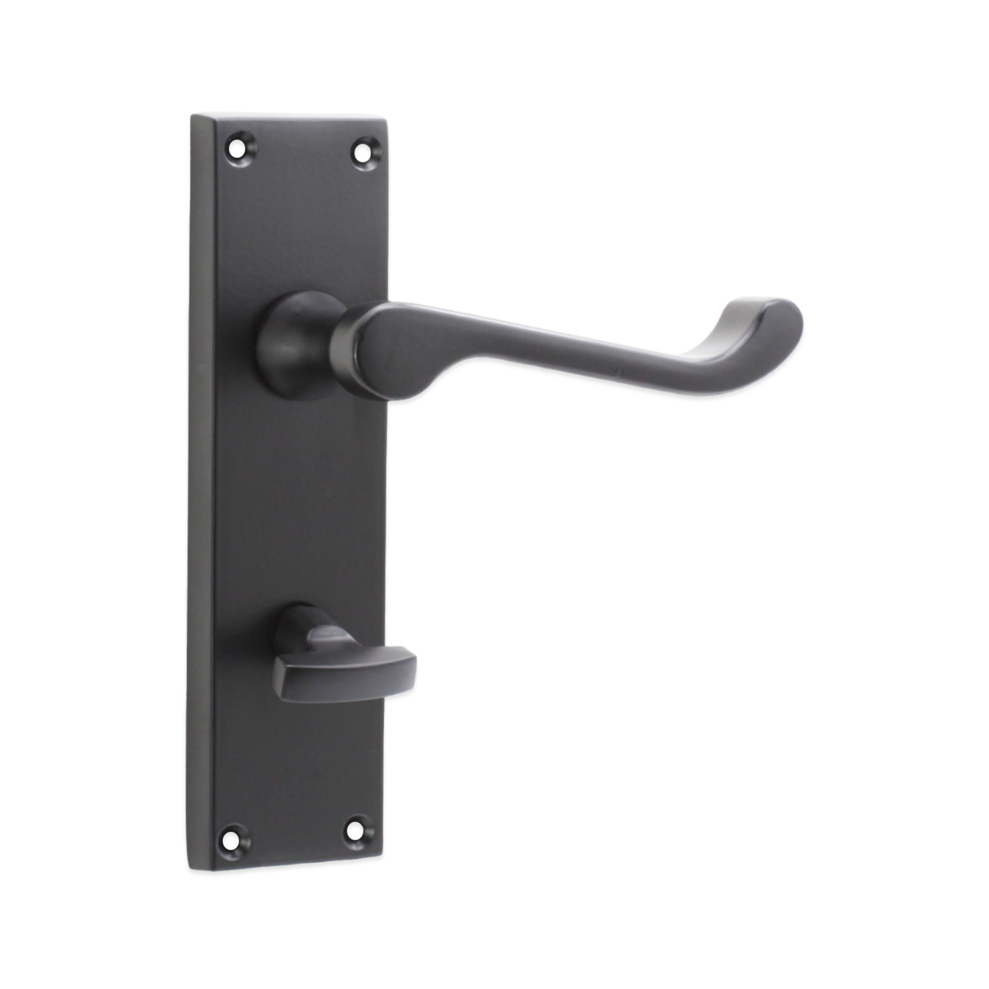 SB1422BLK_1.jpg Spira Brass Matt Black Victorian Scroll Privacy Lever Handle 150mm Door Handle Set - Image 1