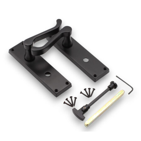 Spira Brass Matt Black Victorian Scroll Privacy Lever Handle 150mm Door Handle Set - Image 4
