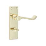 Spira Brass Polished Brass Victorian Scroll Privacy Lever Handle 150mm Door Handle Set