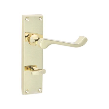 Spira Brass Polished Brass Victorian Scroll Privacy Lever Handle 150mm Door Handle Set