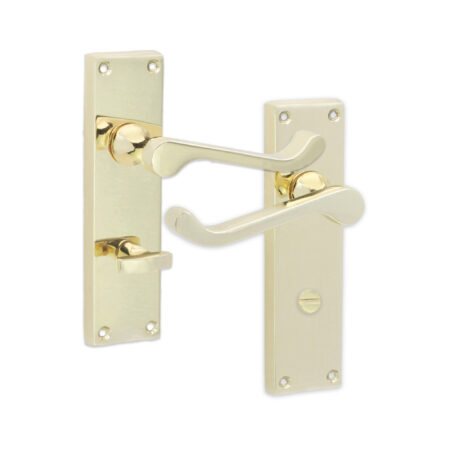 Spira Brass Polished Brass Victorian Scroll Privacy Lever Handle 150mm Door Handle Set - Image 2