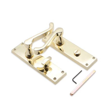 Spira Brass Polished Brass Victorian Scroll Privacy Lever Handle 150mm Door Handle Set - Image 4
